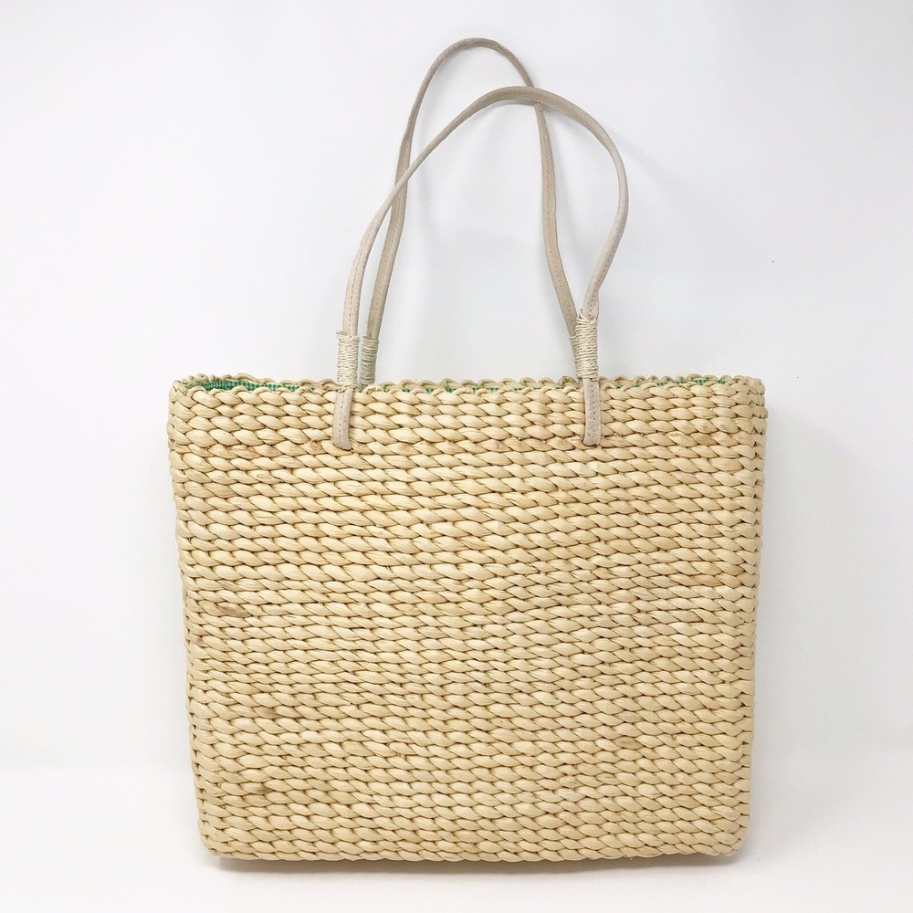 Xhilaration Corn Husk Tote Handbag Leather Strap Drop Summer Vacation Picnic